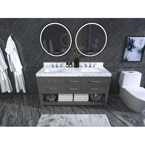 Sand & Stable Carrie 60'' Double Bathroom Vanity with Marble Top
